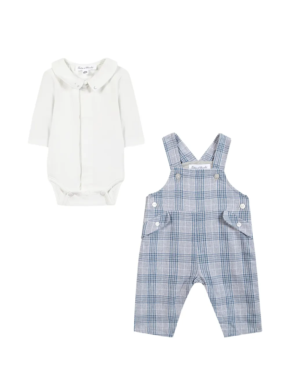 Tartine Et Chocolat check-pattern dungarees set Wit