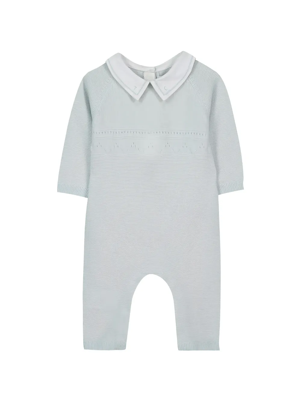 Tartine Et Chocolat Peter Pan collar pointelle-knit romper - Blu