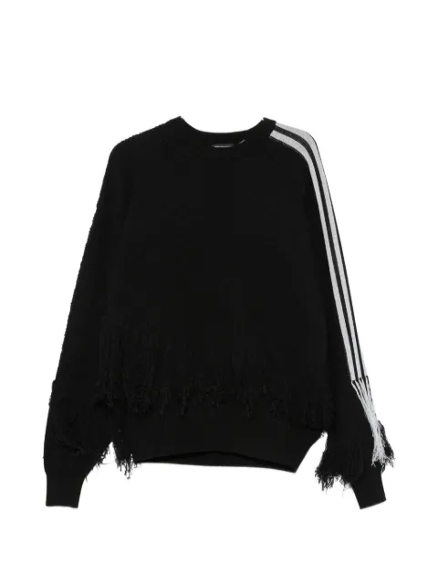 Y-3 fringed-detail side-stripe sweatshirt