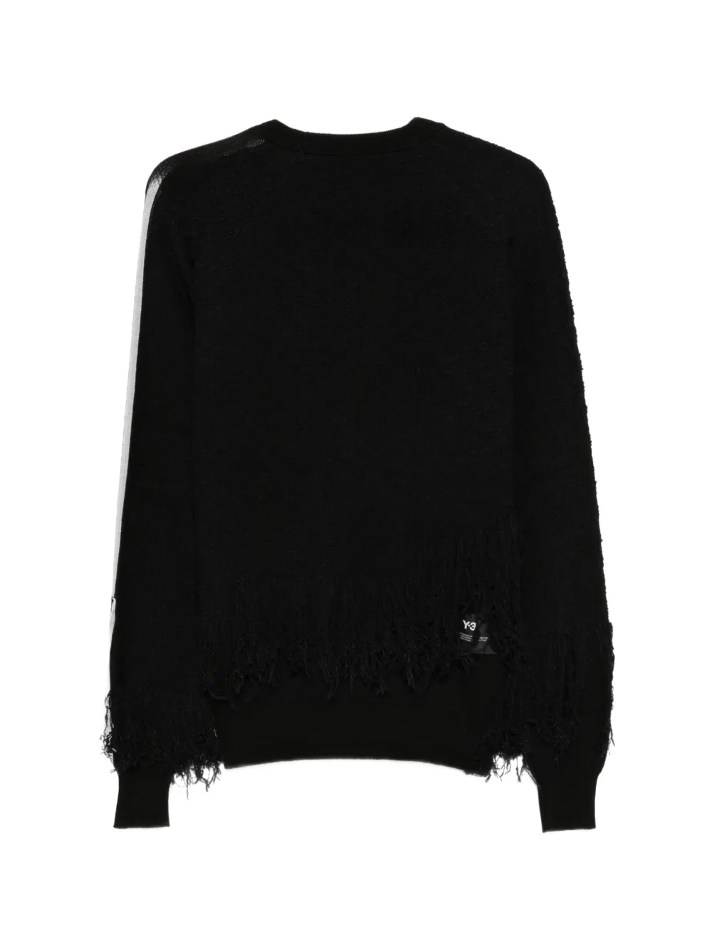 Y-3 Sweater met zijstreep en franje Zwart