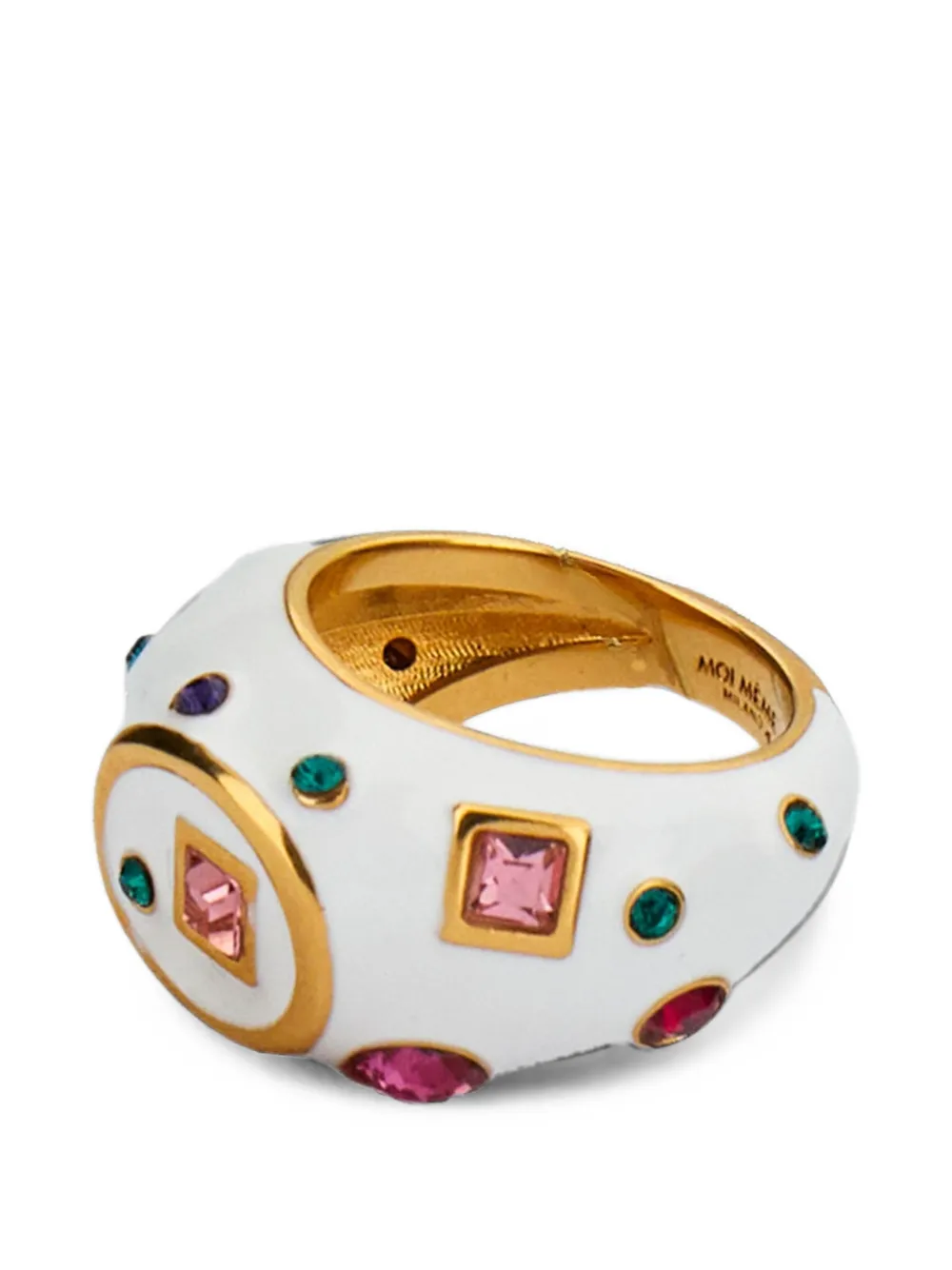 Moi Même Milano crystal-embellished enamel ring