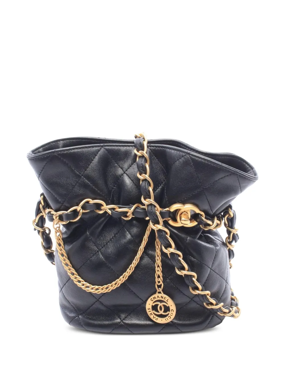 CHANEL Pre-Owned matelassé chain-strap bucket bag - Nero