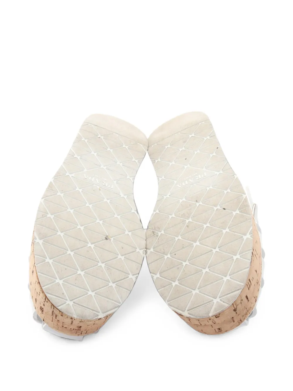 Prada Pre-Owned 2010s Triangle-logo platform sandals - Bianco
