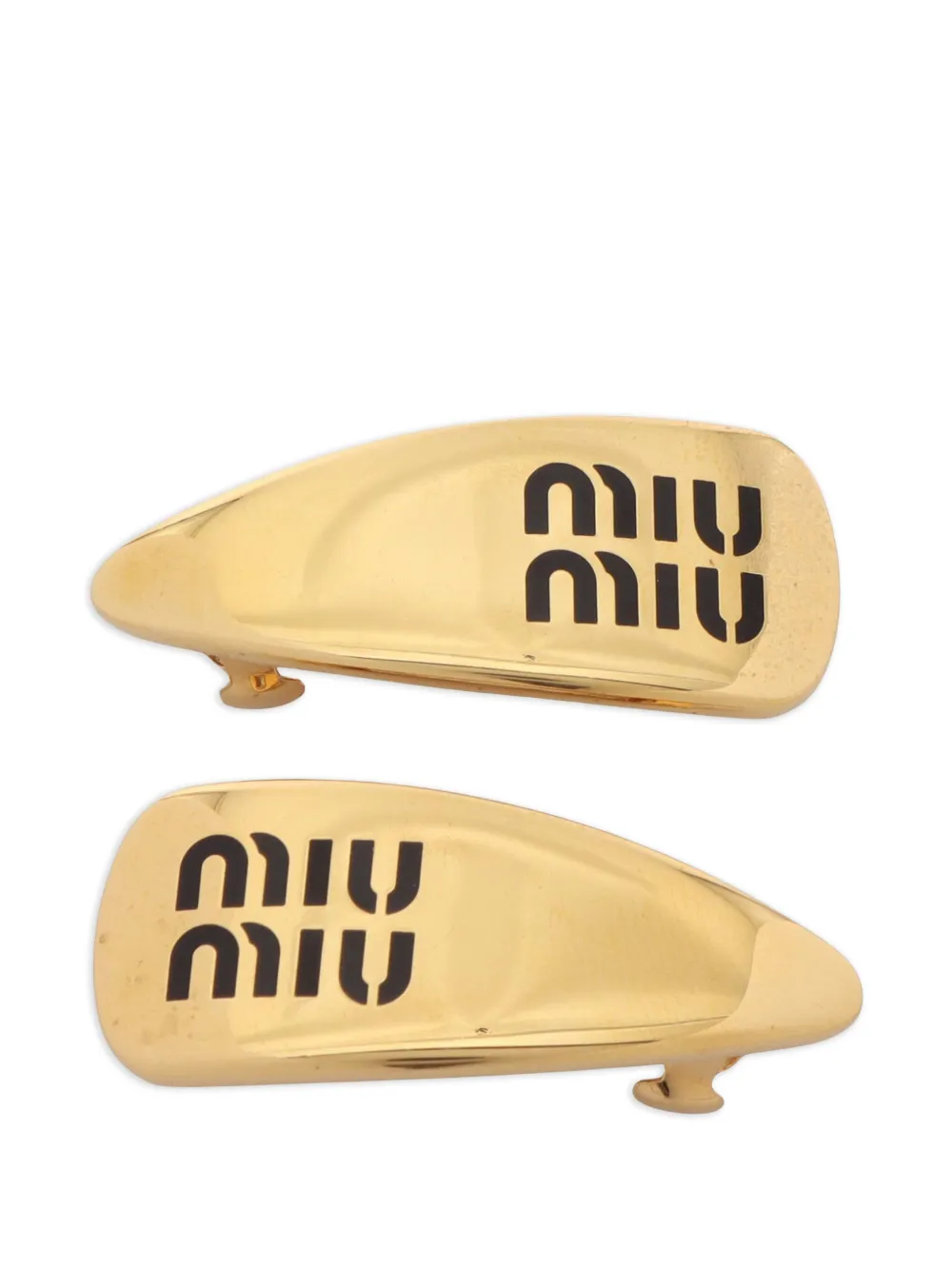 Miu Miu Pre-Owned 2010s logo plate hair clips - Oro