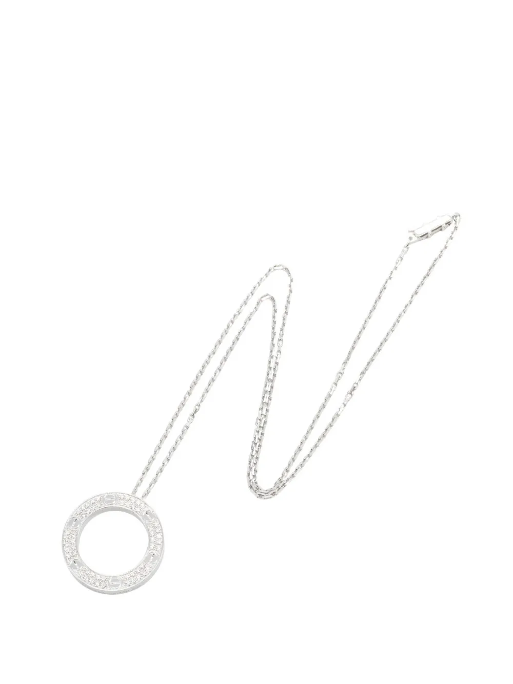 Cartier 2010s Love Circle Diamanthalskette - Silber
