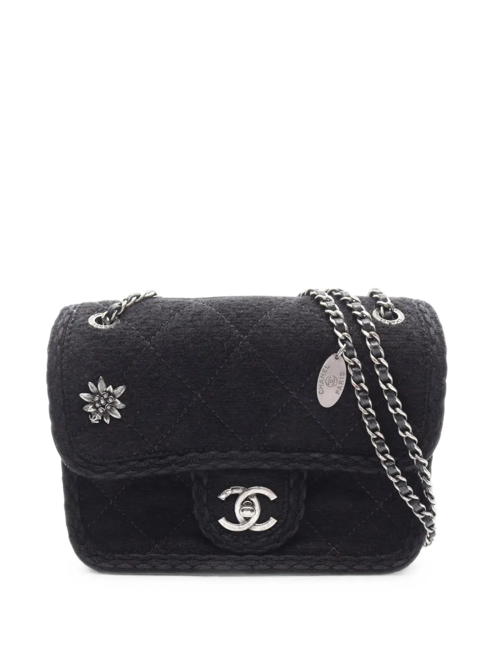 CHANEL Pre-Owned 2015-2016 Matelassé Edelweiss shoulder bag - Black