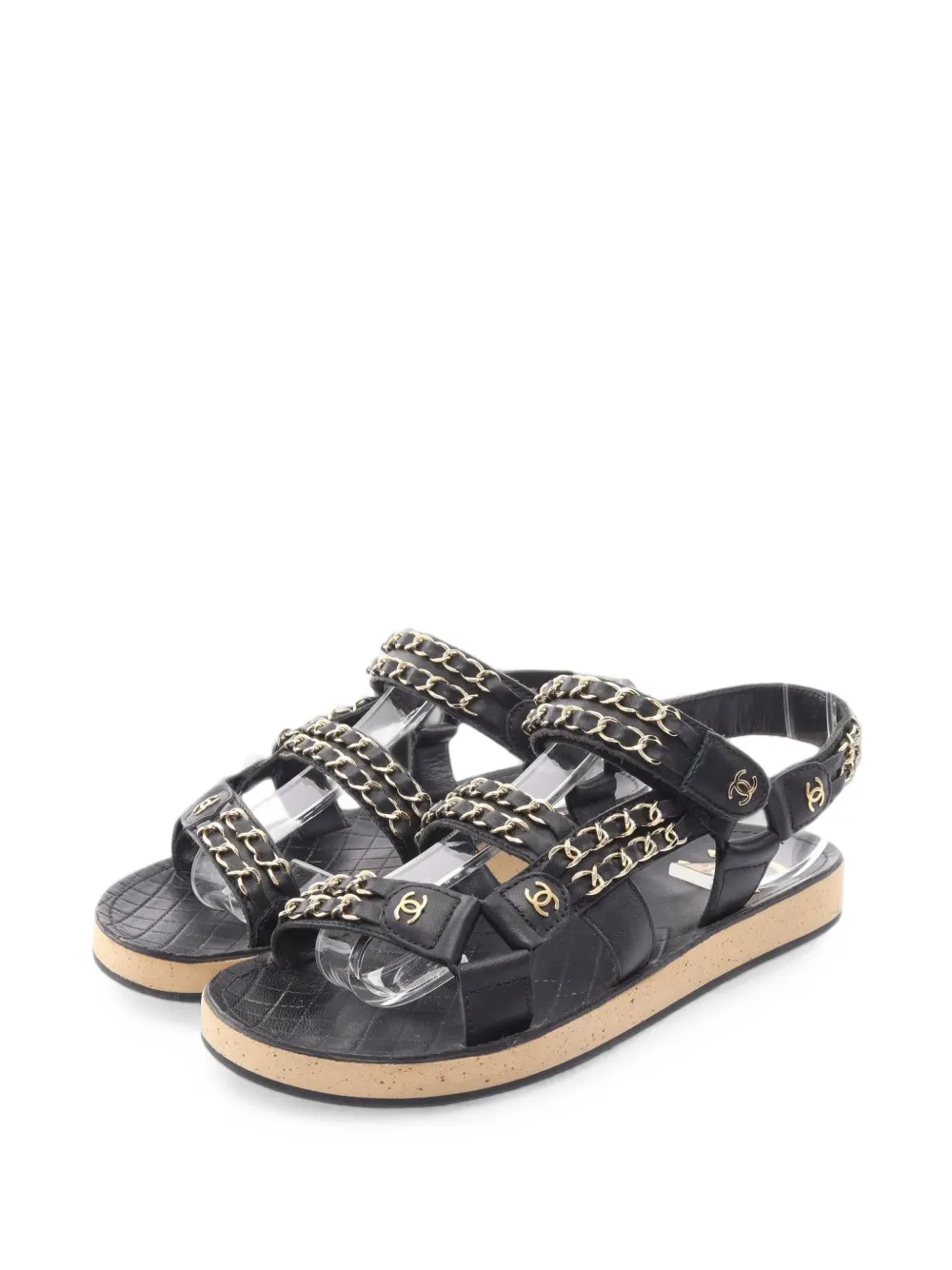 CHANEL Pre-Owned 1986-1988 CC mark chain sandals - Nero