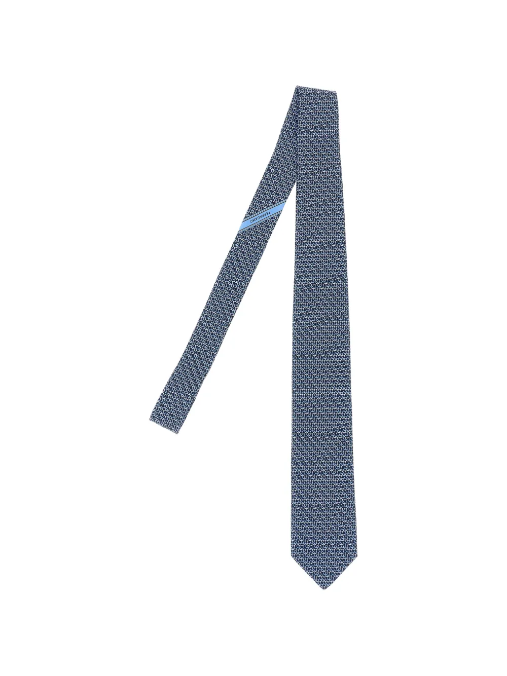 Ferragamo Gancini links print silk tie - Blu
