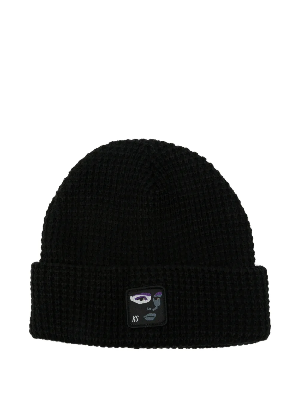 KidSuper logo-patch waffle-knit beanie hat · One Size