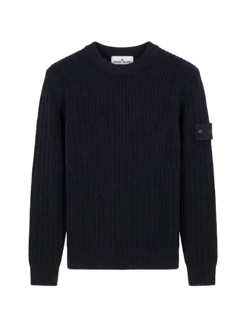 Stone Island Compass-patch ribbed-knit sweater
