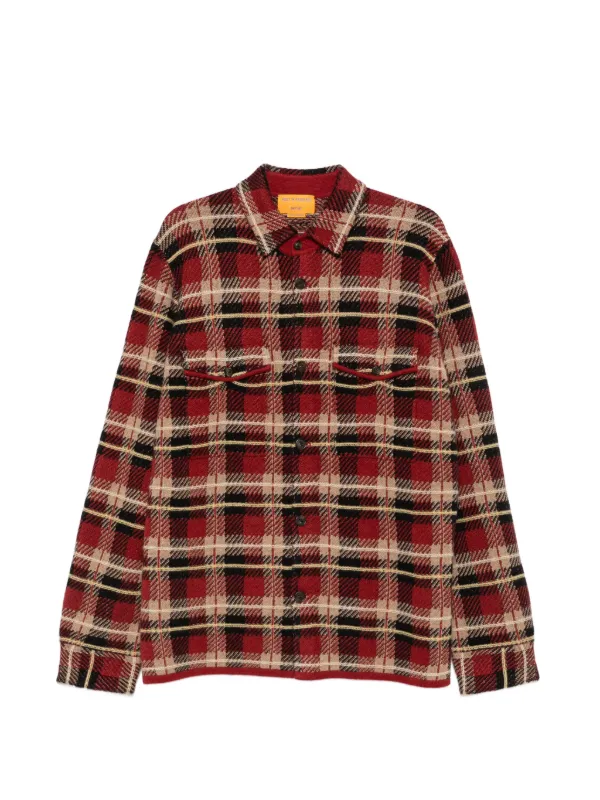 Guest In Residence Check-pattern Button-up Polo Shirt in Red