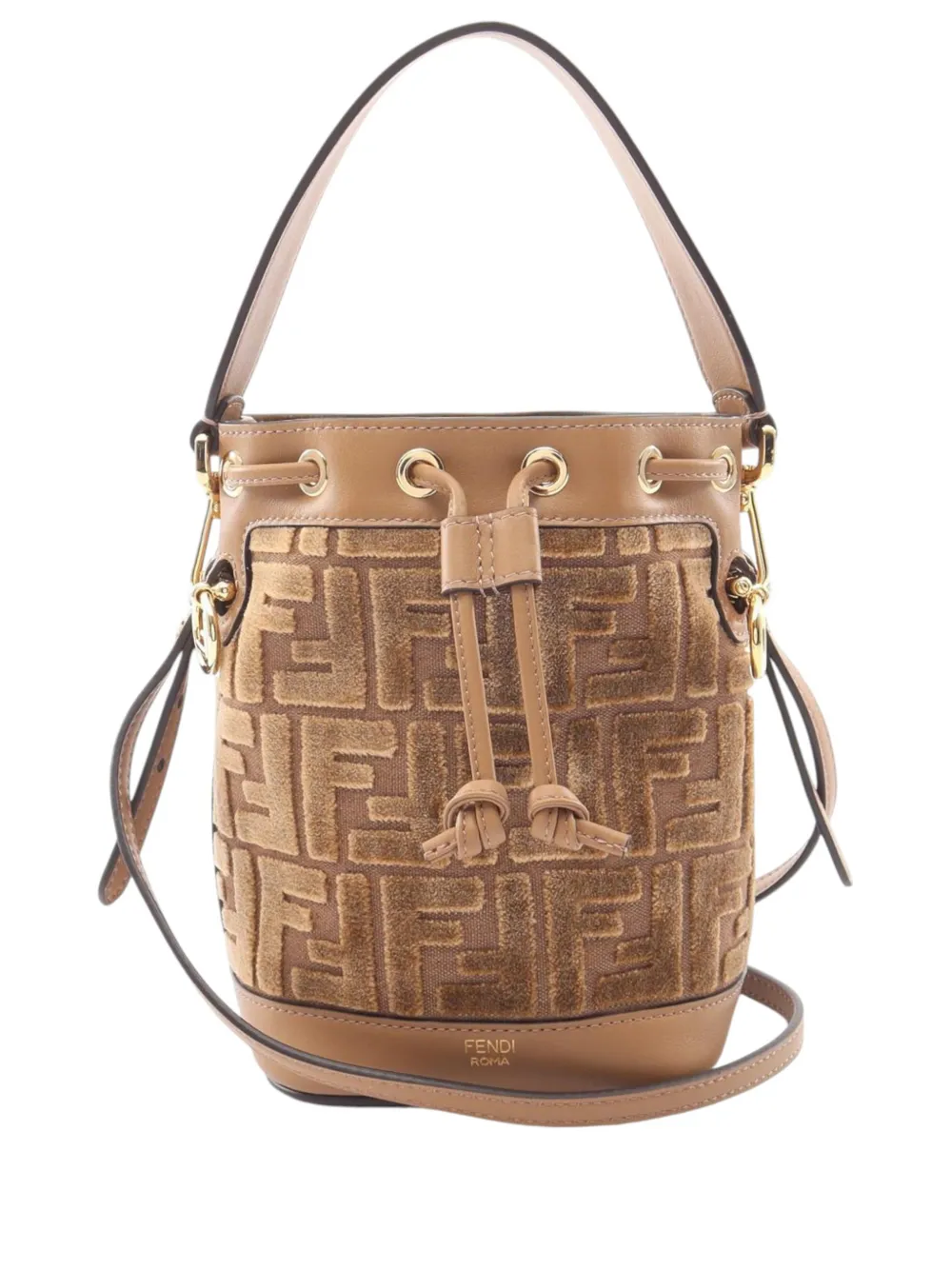 Fendi Pre-Owned 2010-2026 Mini Zucca Velvet Mon Tresor Bucket Bag satchel - Grigio