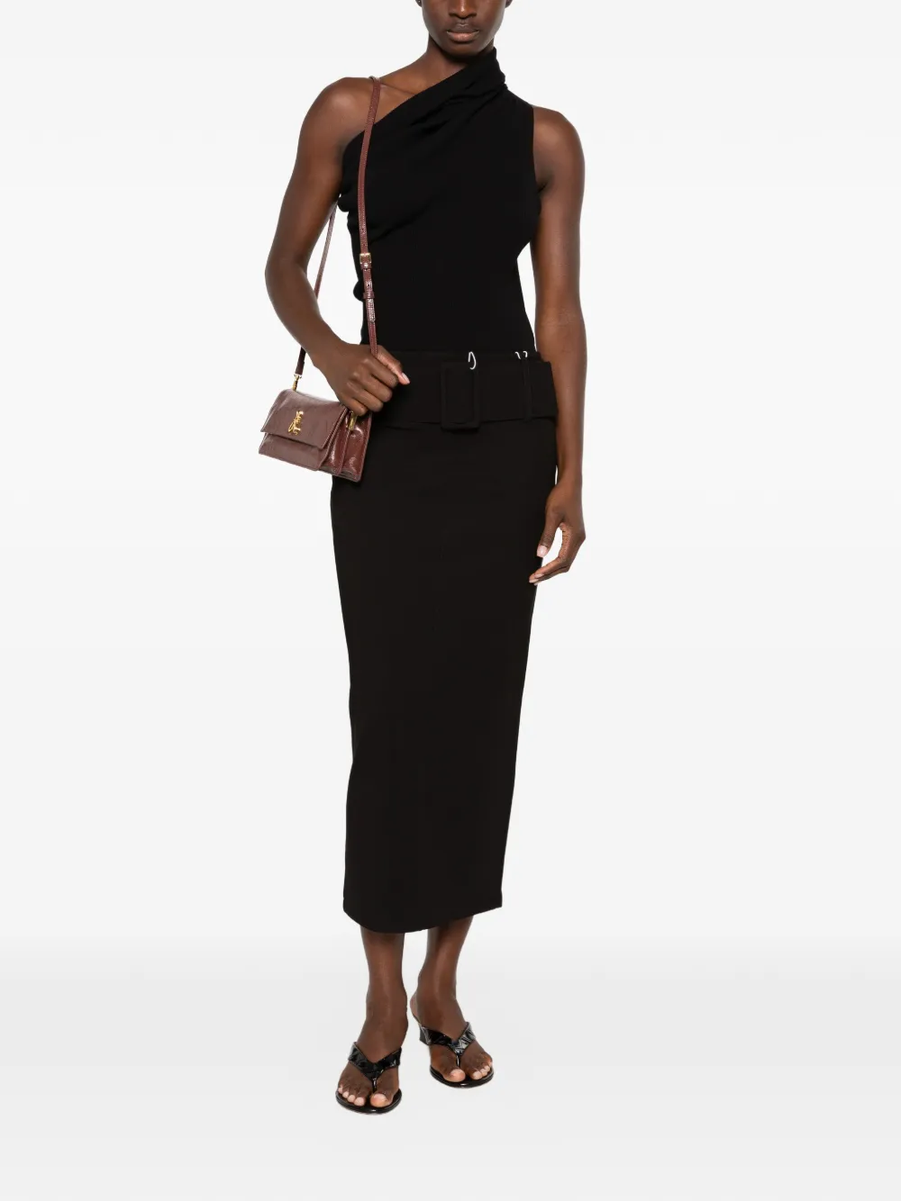 Patrizia Pepe belted pencil midi skirt Zwart