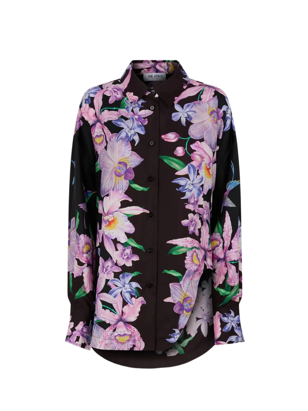 The Attico Overhemd met bloemenprint Zwart