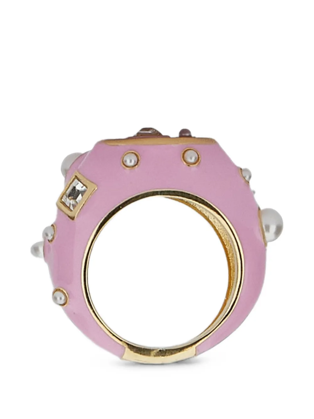 Moi Même Milano crystal-embellished enamelled ring - Oro