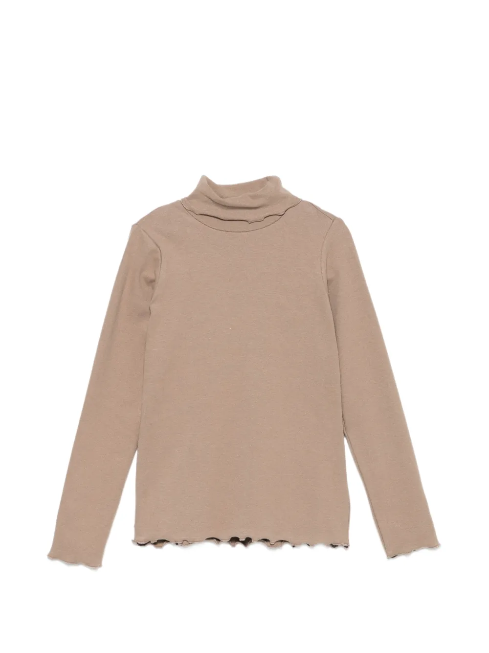 PLAY UP T-shirt a collo alto con bordi ondulati - Toni neutri