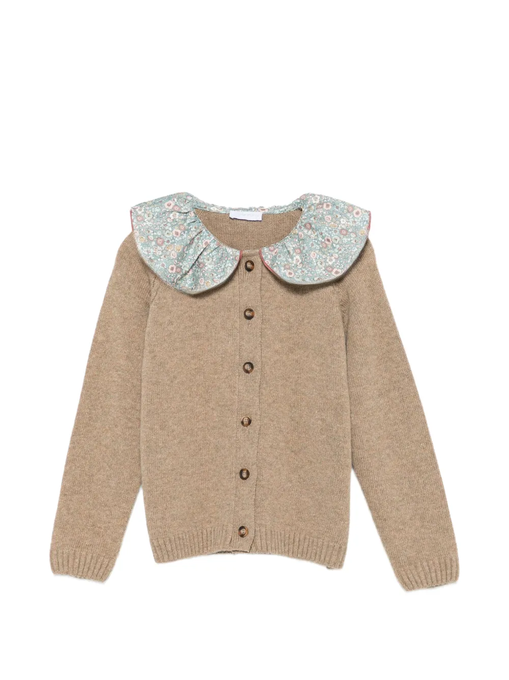LARANJINHA Cardigan con stampa floreale e colletto con ruches - Toni neutri