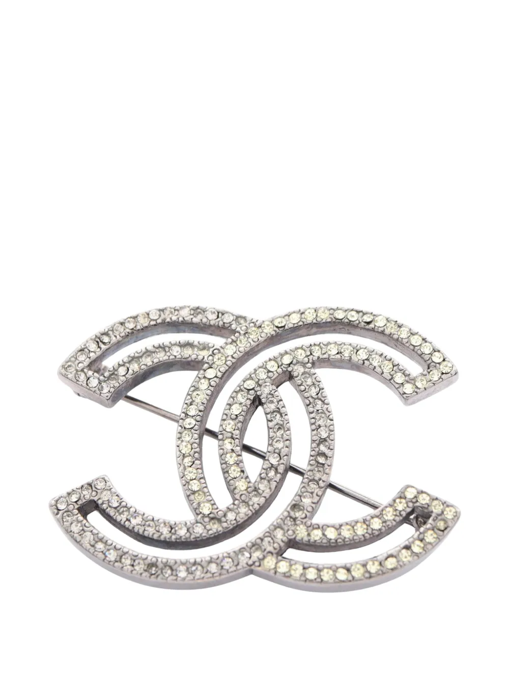 CHANEL Pre-Owned 2006 Coco Mark rhinestone brooch – Grey