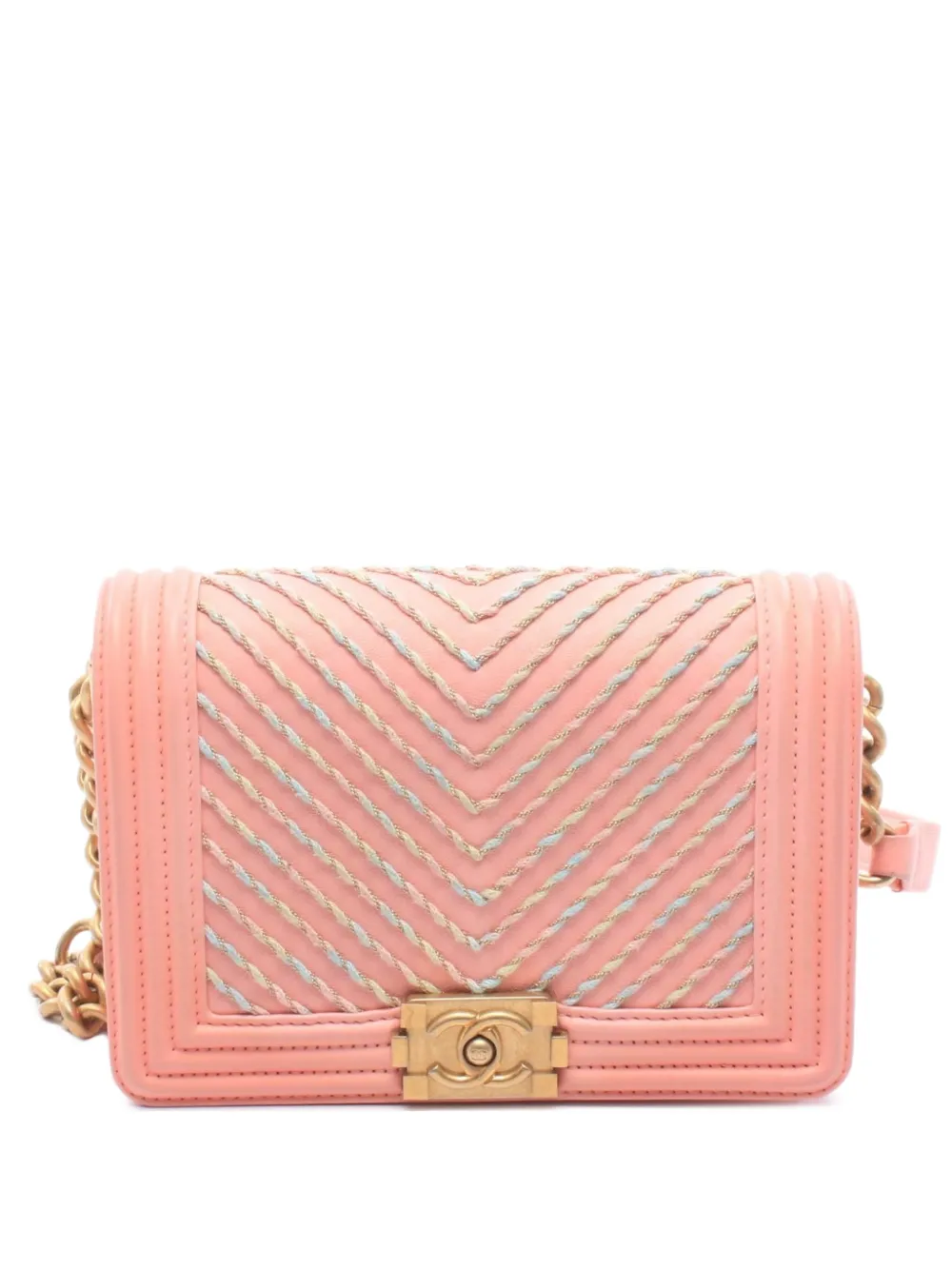 CHANEL Pre-Owned 2019 Boy Chanel By the Sea front-flap mini shoulder bag - Rosa