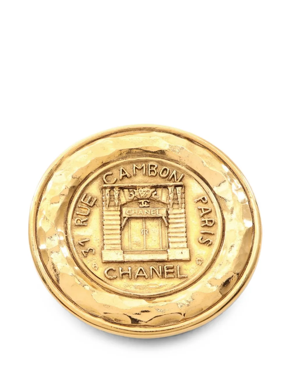 CHANEL Pre-Owned 1986-1988 Cambon Circle Brosche - Gold