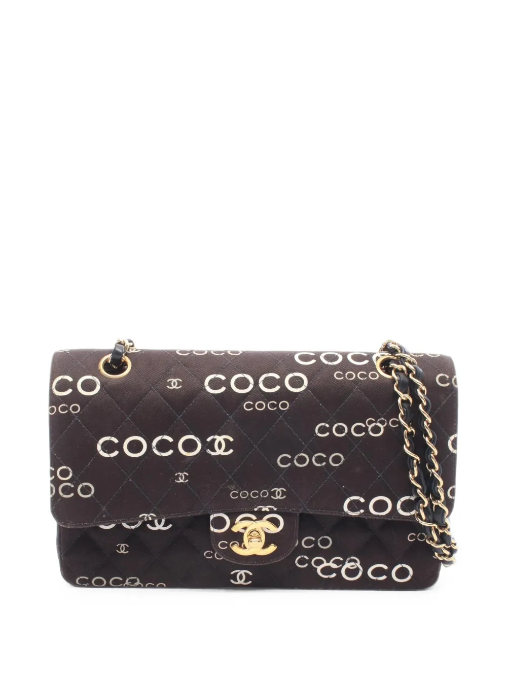 CHANEL Pre-Owned 2002-2003 medium logo-print double flap shoulder bag - Nero