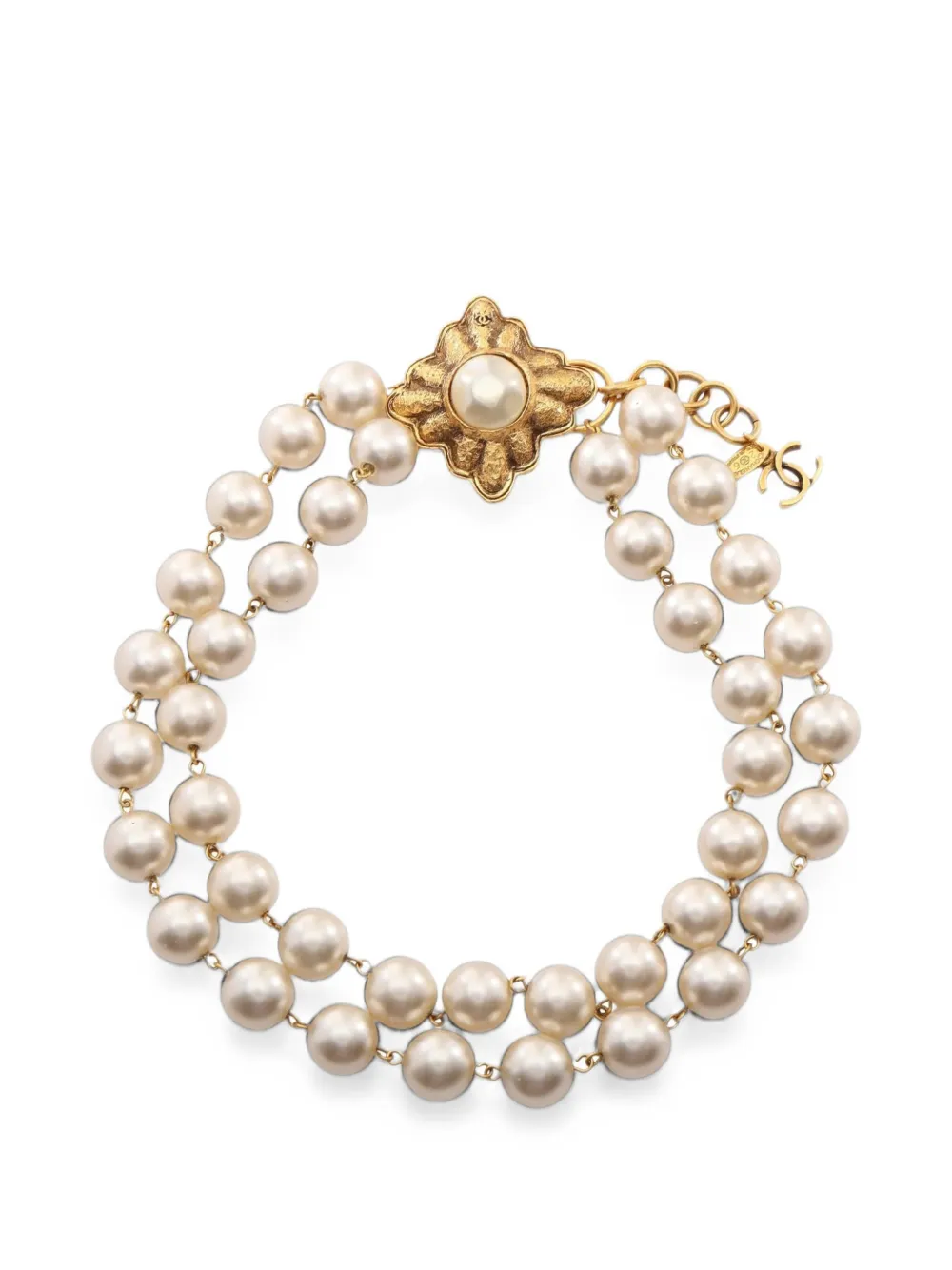 CHANEL Pre-Owned 1986-1988 Coco Mark faux-pearl necklace - Oro