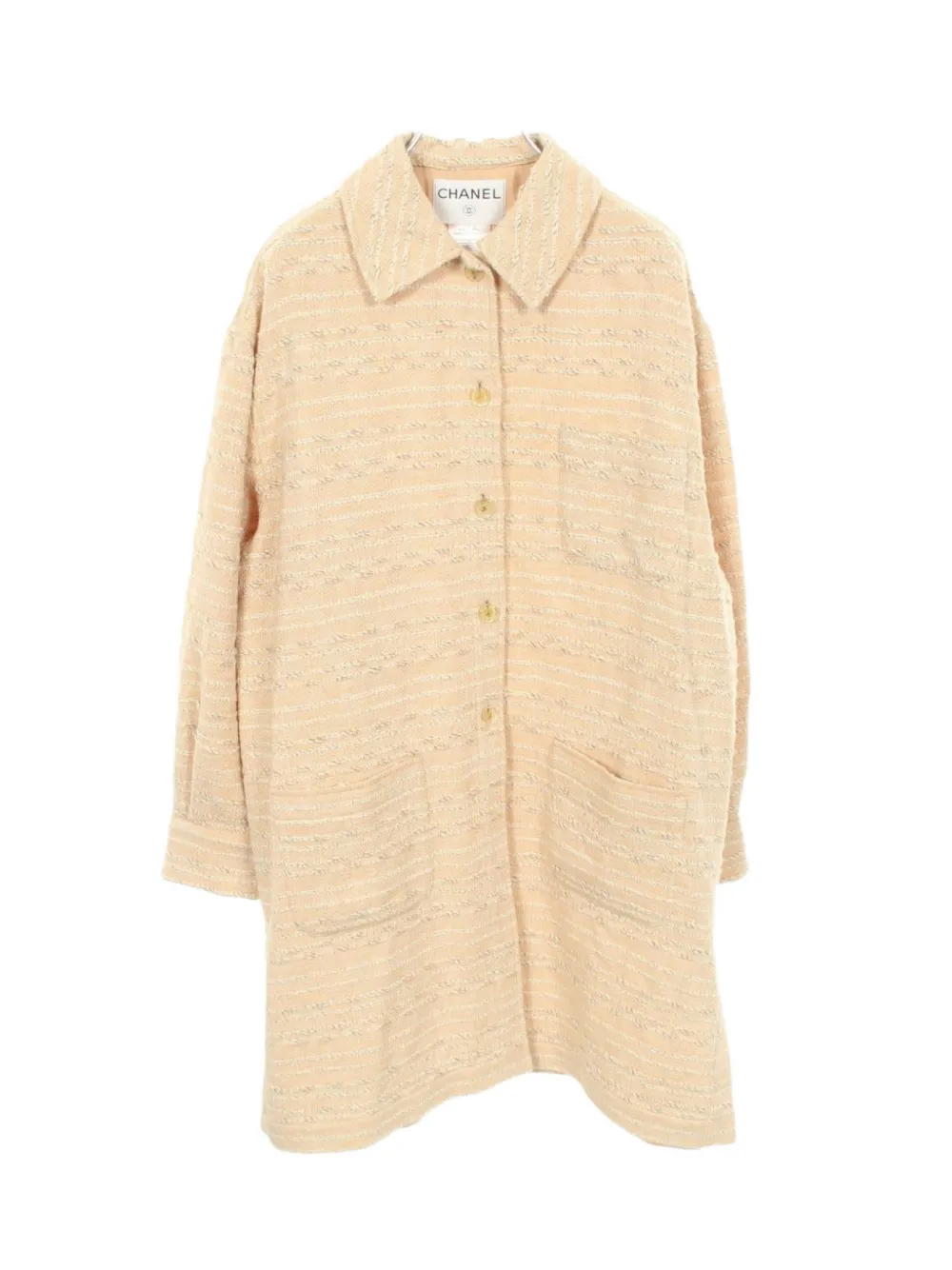 CHANEL Pre-Owned 1986-1988 Cocomark button tweed coat - Toni neutri