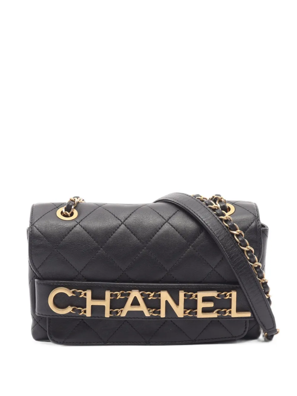 CHANEL Pre-Owned 2019 Matelassé logo shoulder bag - Nero