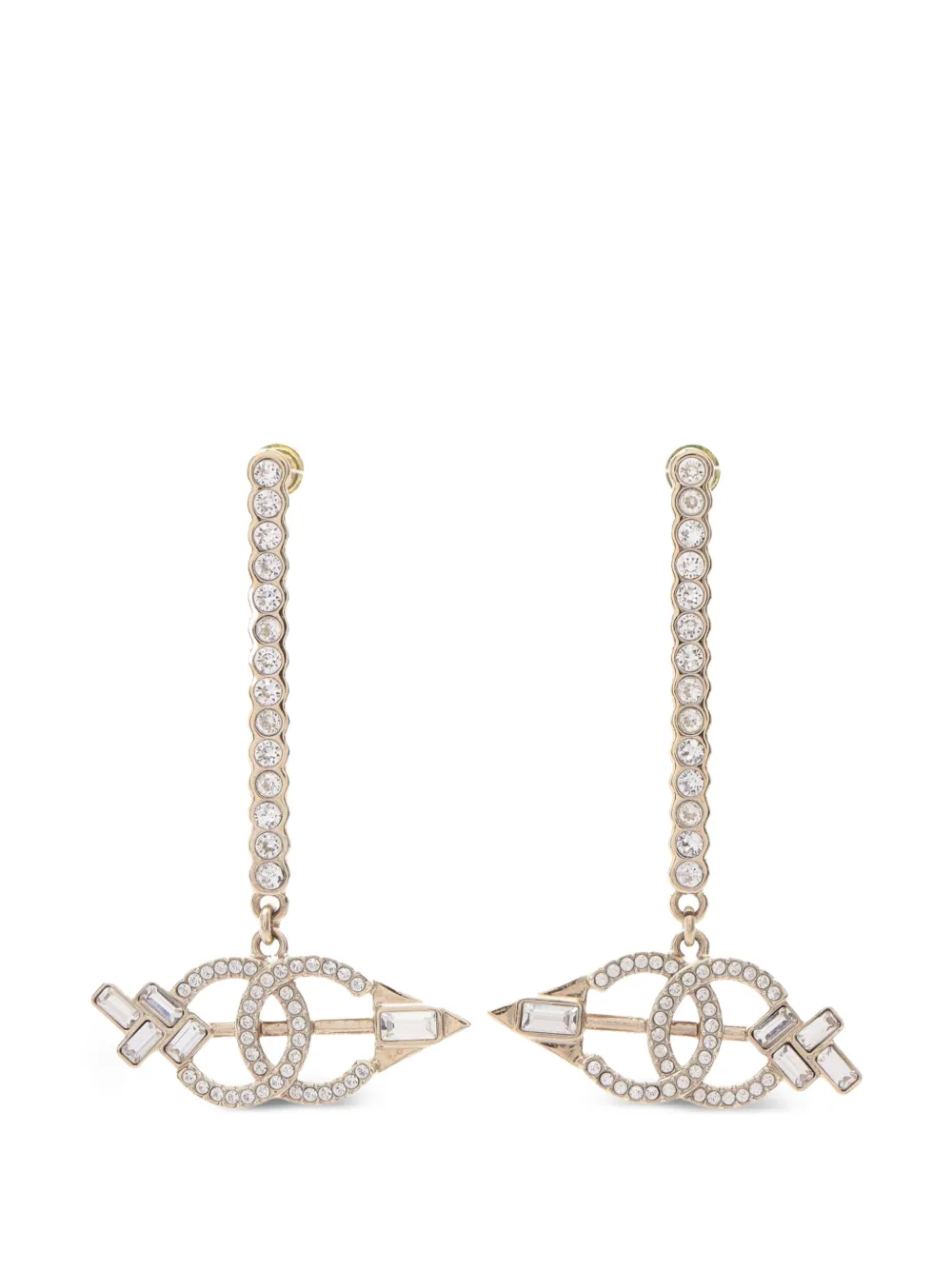 CHANEL Pre-Owned 2023 CC Arrow Swing drop earrings - Oro
