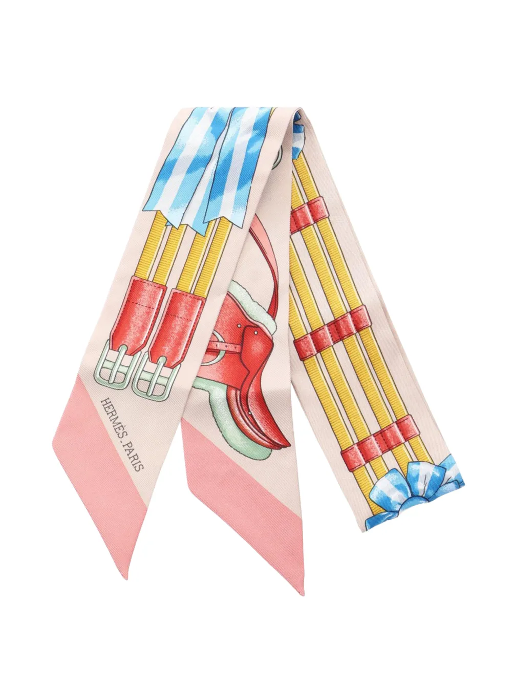 Hermès Pre-Owned 2010s Jumping Ribbon silk scarf - Toni neutri
