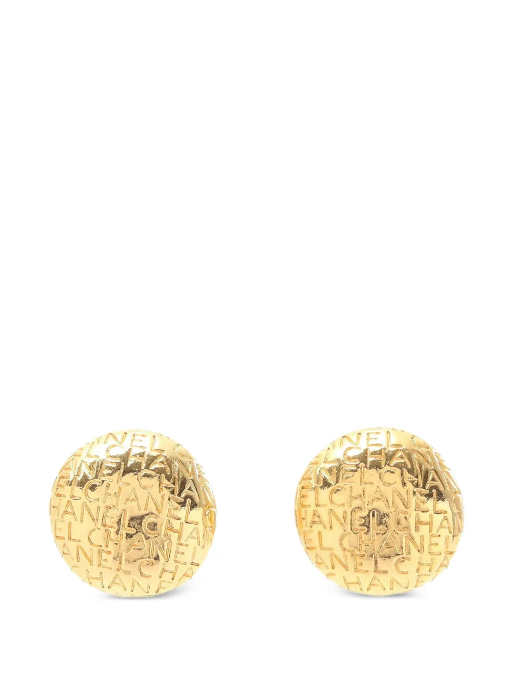 CHANEL Pre-Owned 1986-1988 logo round earrings - Oro