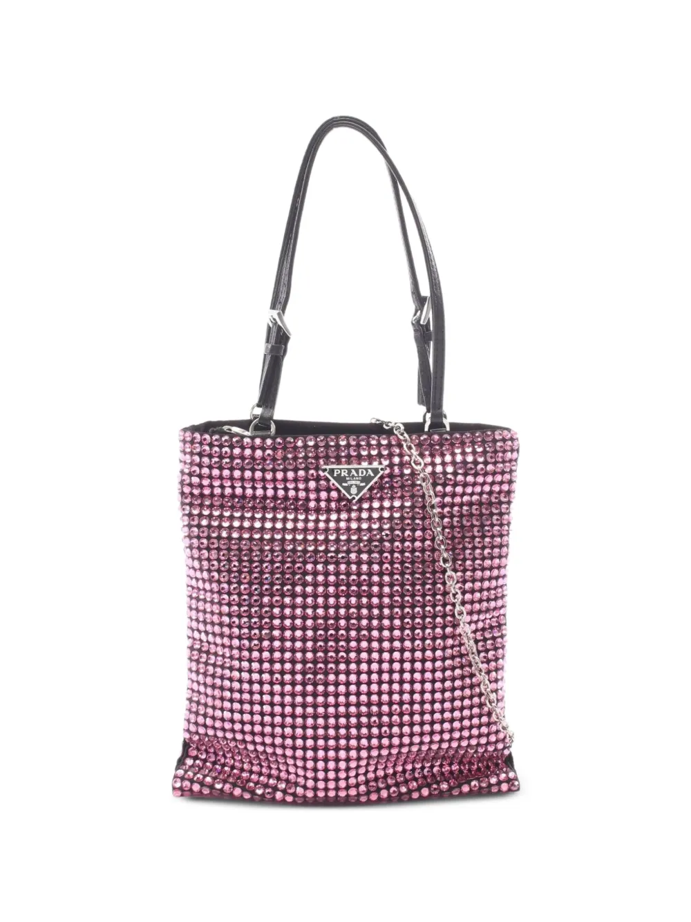 Prada Pre-Owned 2010s triangle logo crystal handbag - Rosa