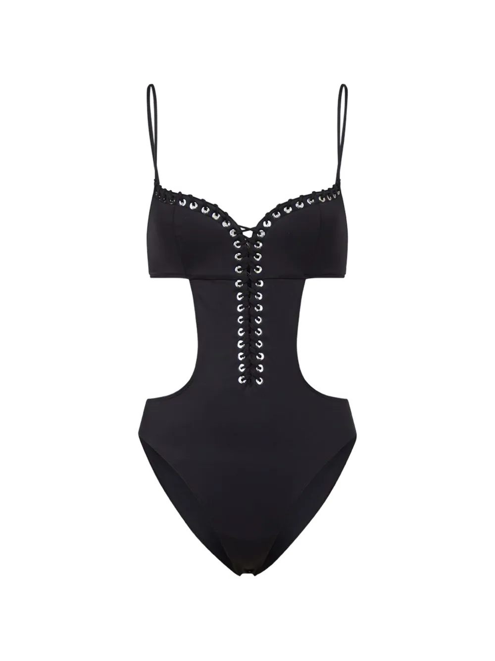 Ludovic de Saint Sernin lace-up cut-out swimsuit - Nero