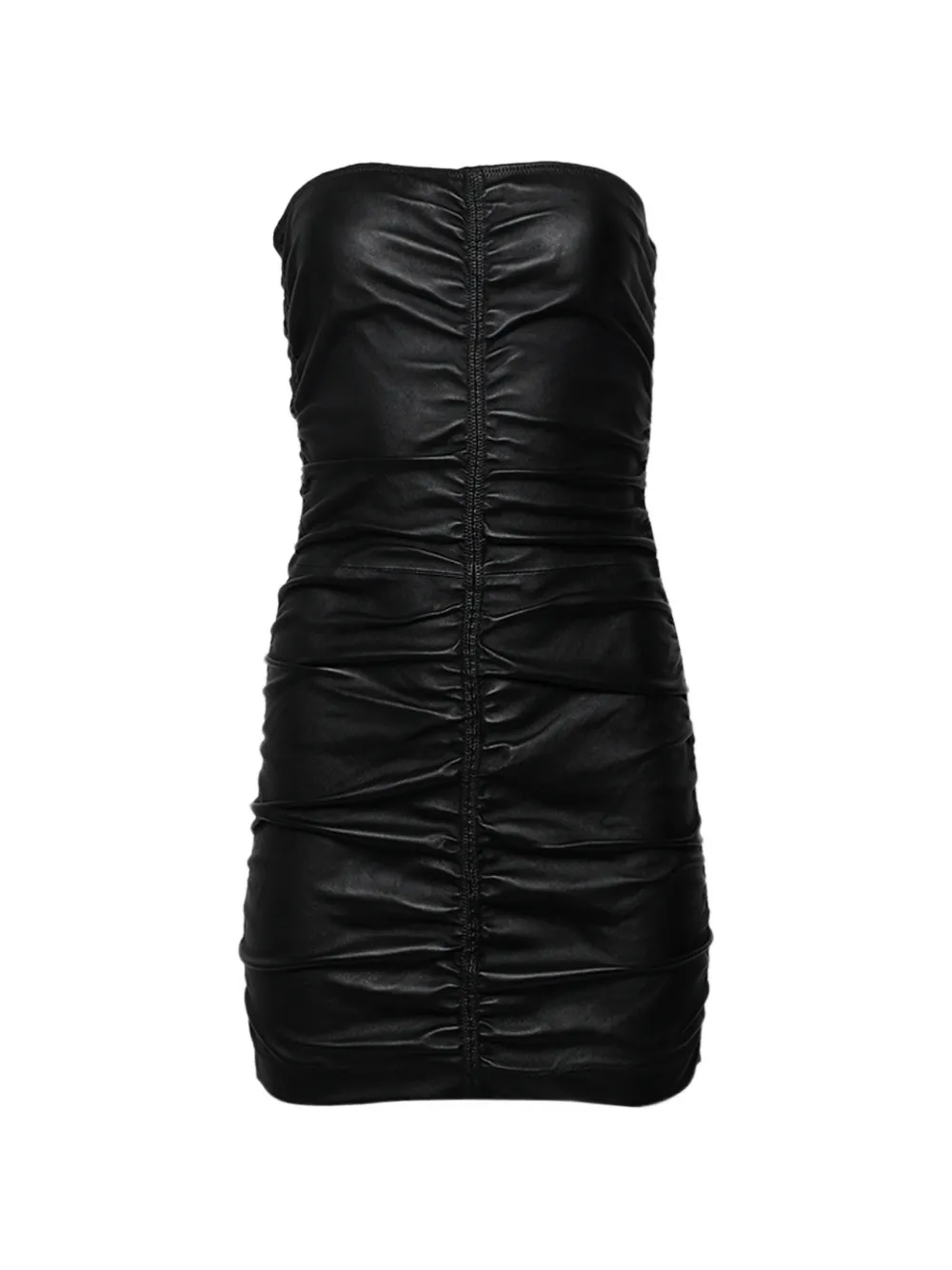 Alexander Wang Strapless leren mini-jurk met ruches Zwart