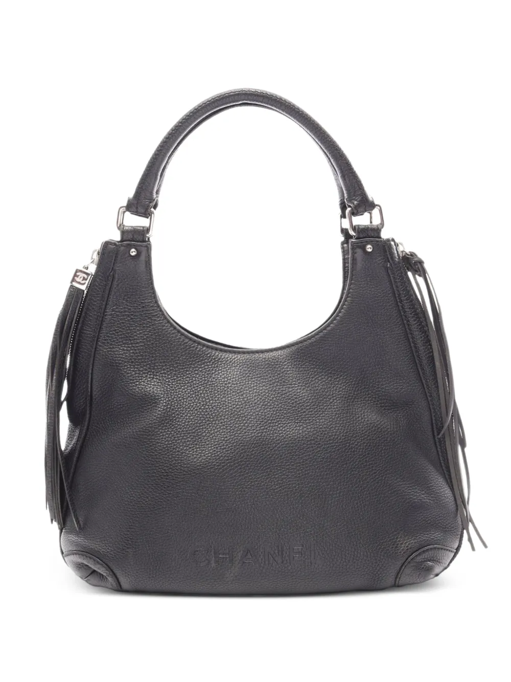 CHANEL Pre-Owned 2003-2004 logo-embossed leather tote bag - Black