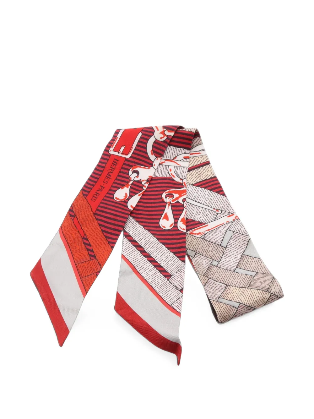 Hermès Pre-Owned 2000s Twilly Mors Toys scarf - Rosso