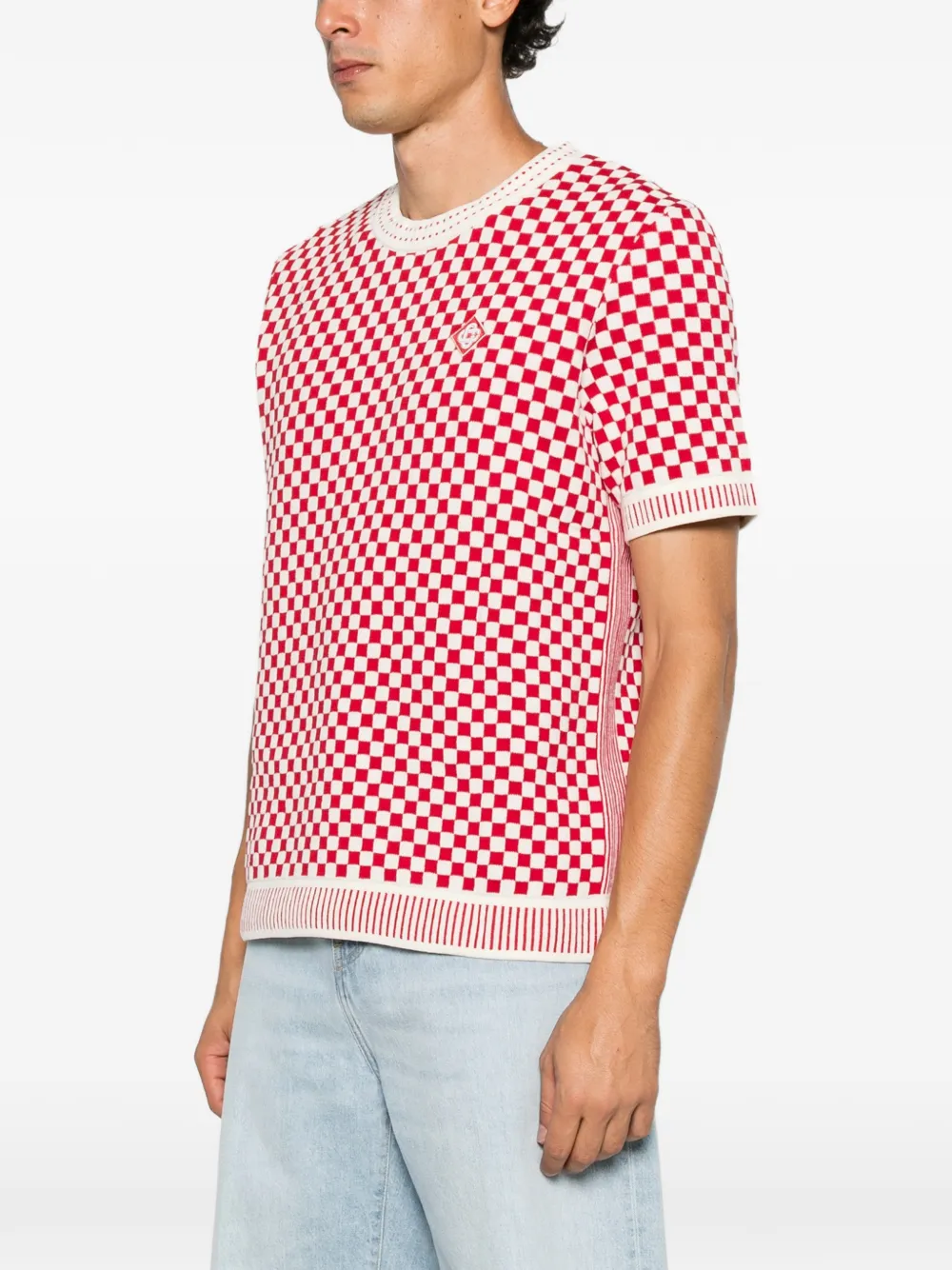 Casablanca Geruit gebreid T-shirt Rood