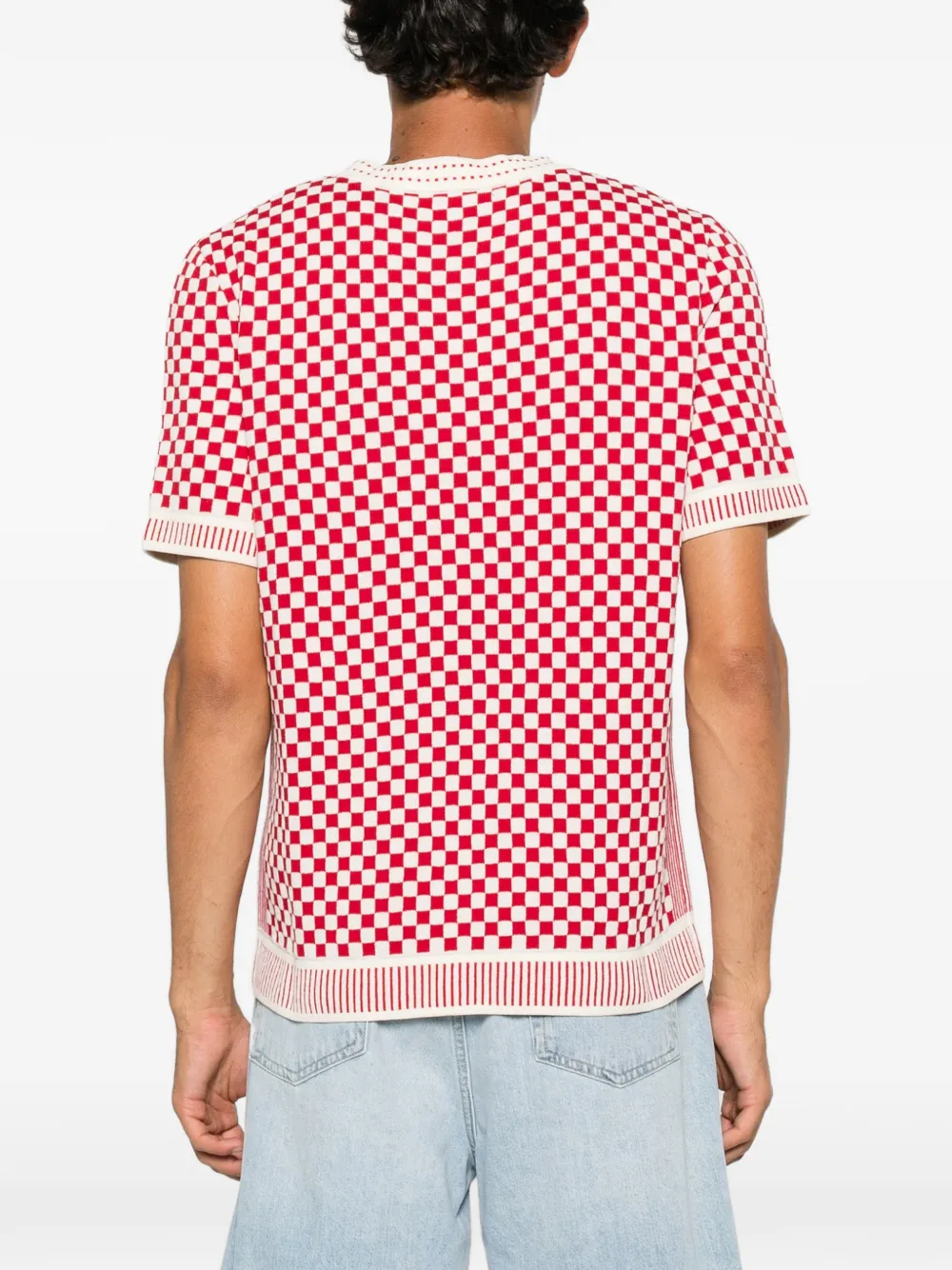 Casablanca Geruit gebreid T-shirt Rood