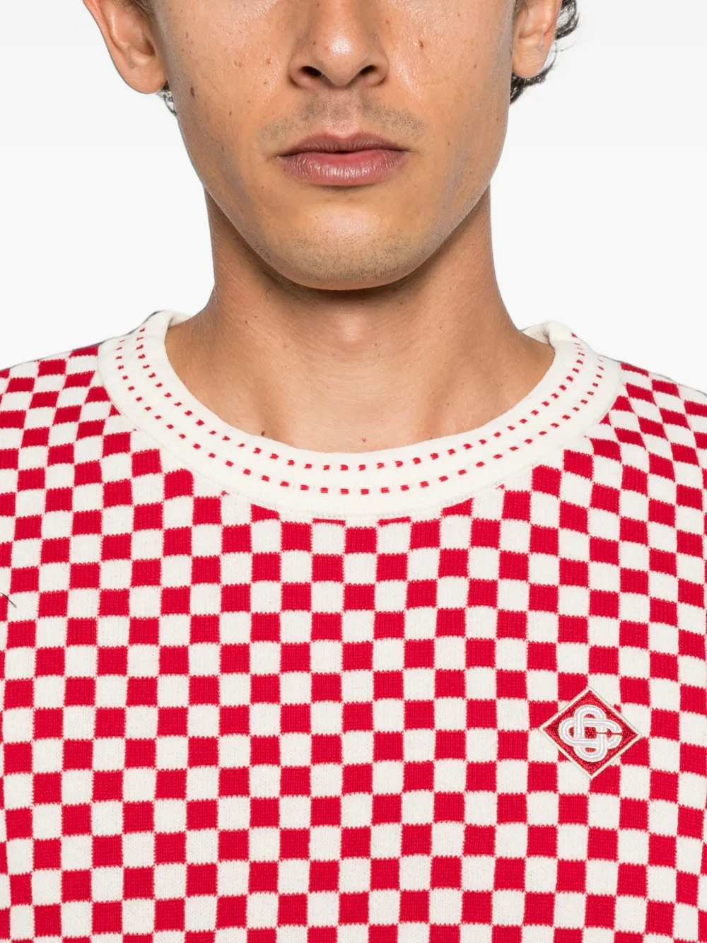 Casablanca Geruit gebreid T-shirt Rood