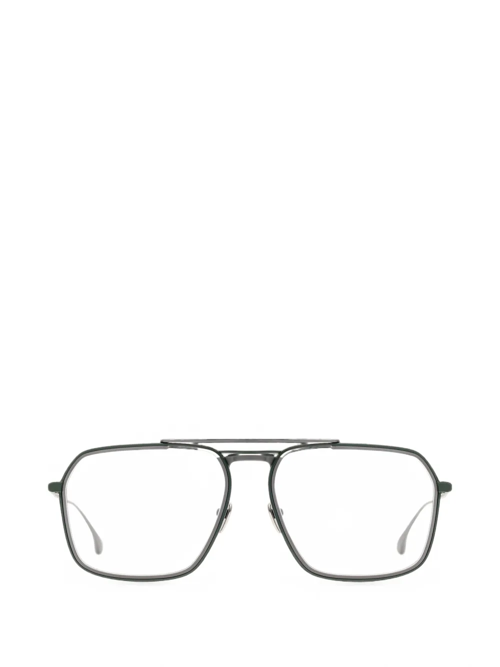 Masunaga Misago rectangle-frame glasses | Green | Image 1