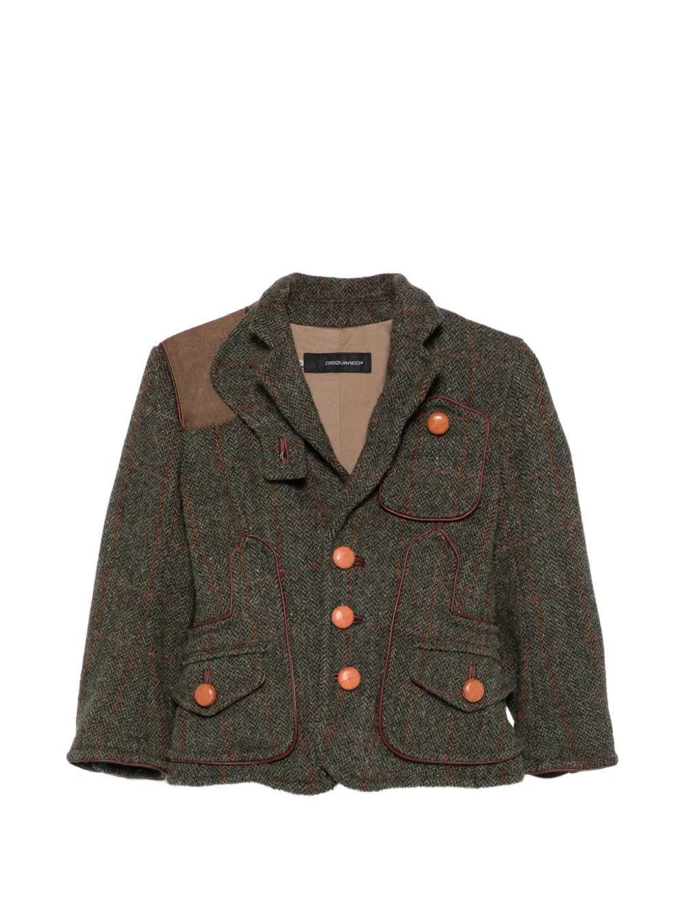 Pre-owned Dsquared2 2000s Tweed Patterned Jacket In Green