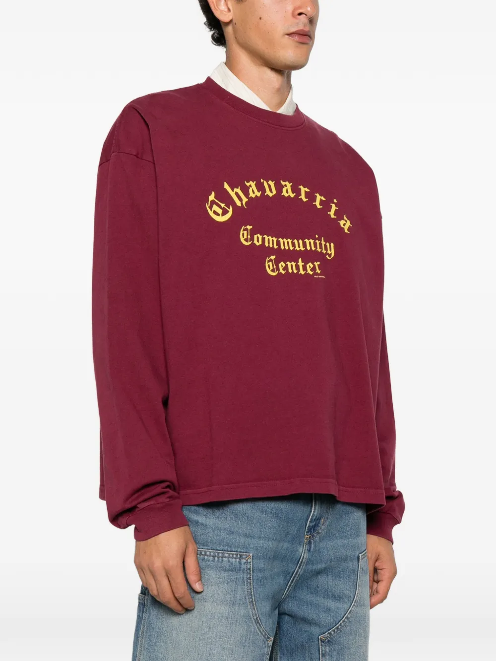 Willy Chavarria Community Center Buffalo T-shirt met lange mouwen Rood