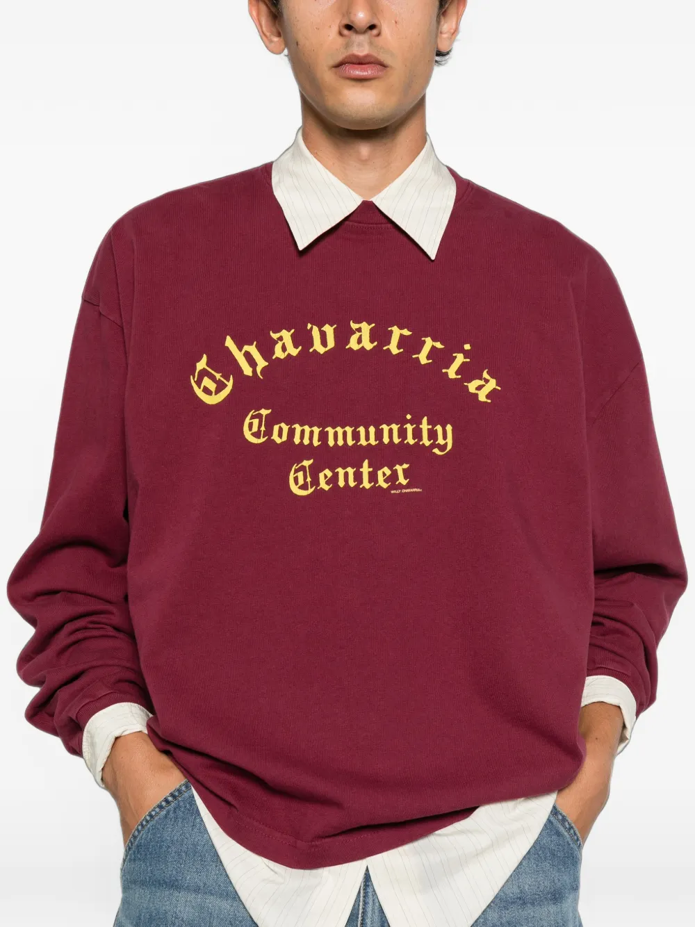 Willy Chavarria Community Center Buffalo T-shirt met lange mouwen Rood