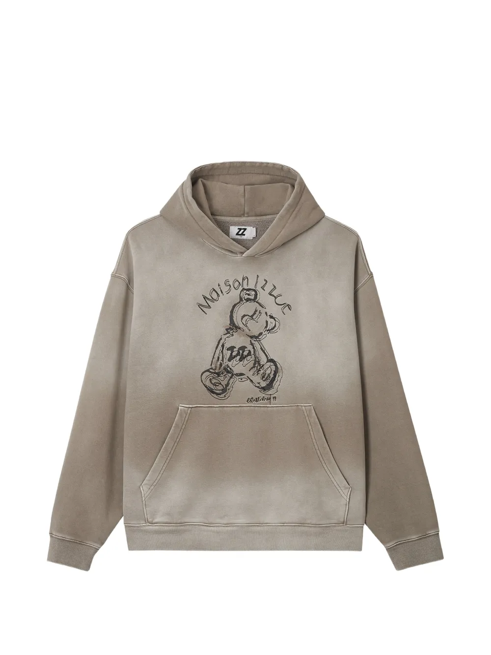 izzue faded-effect graphic-print hoodie
