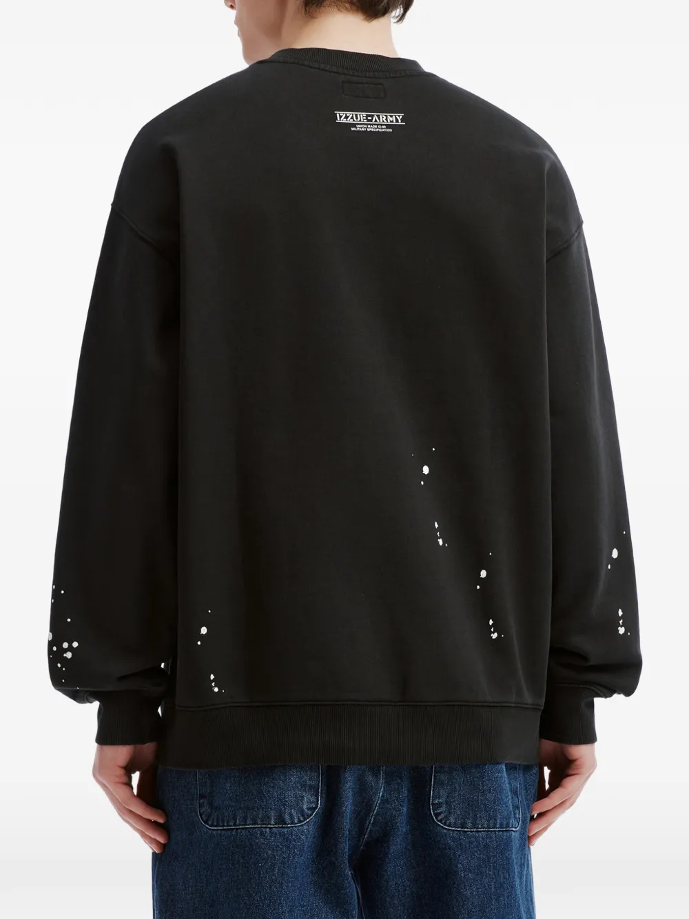 izzue Sweater met logoprint en verfspatten Zwart