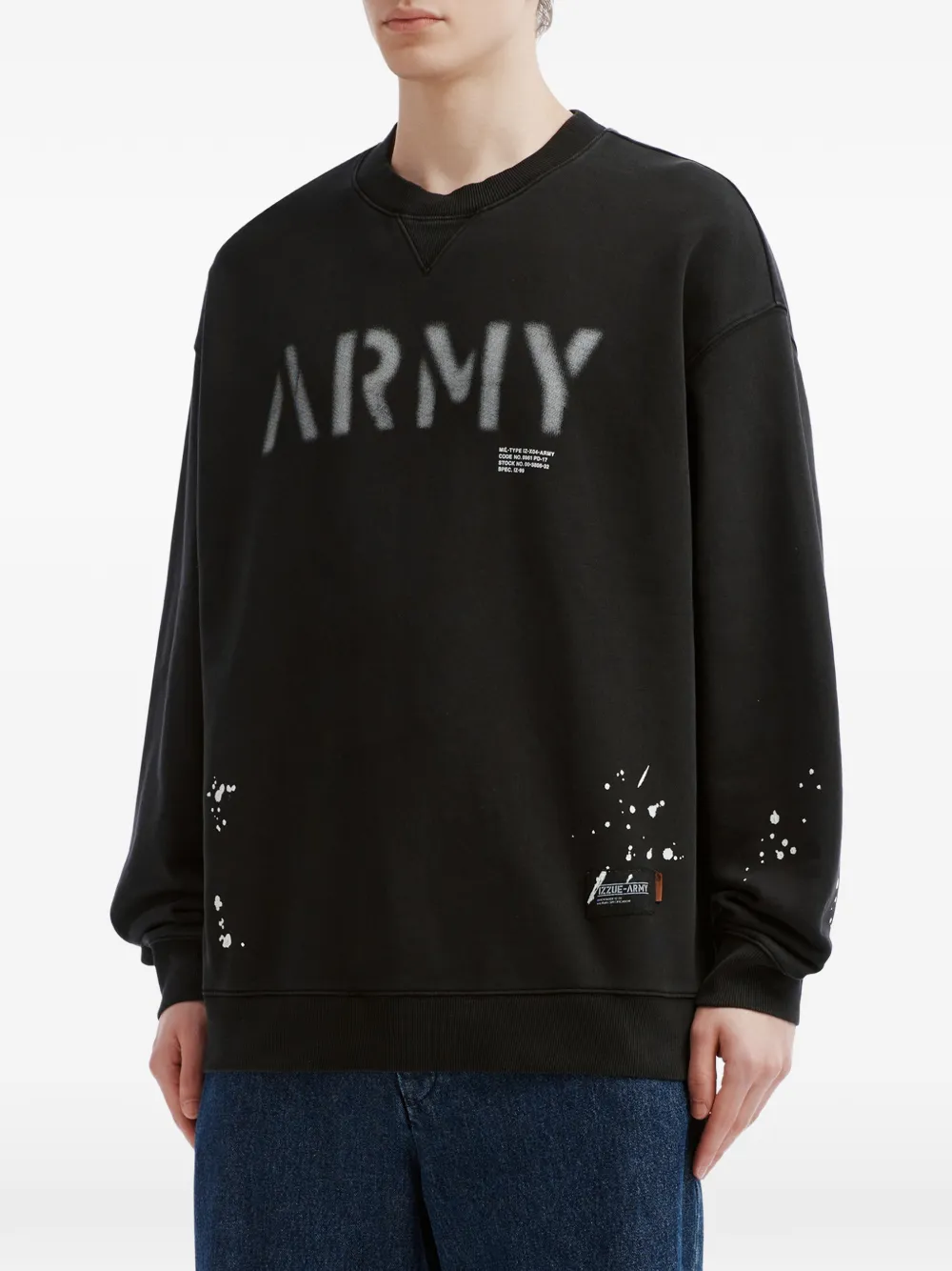 izzue Sweater met logoprint en verfspatten Zwart