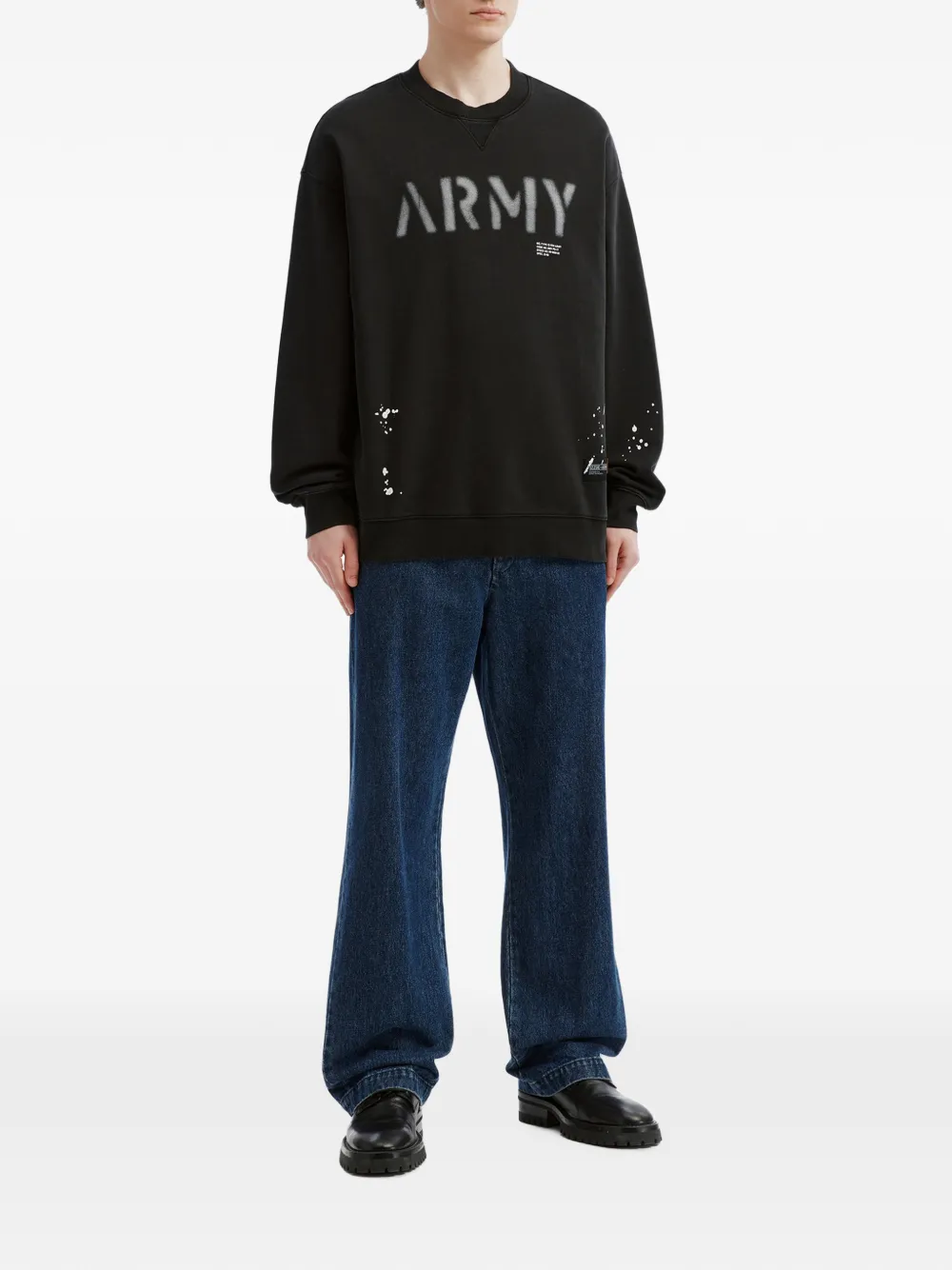 izzue Sweater met logoprint en verfspatten Zwart