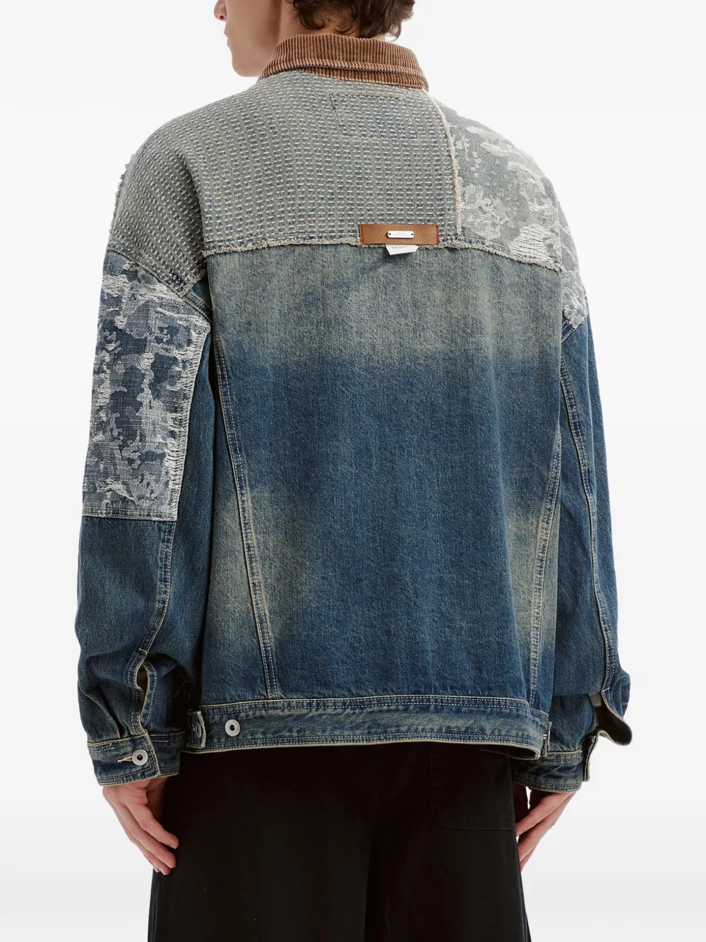 Musium Div. Denim jack met patchwork Blauw