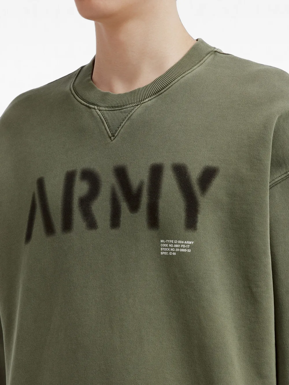izzue Sweater met logoprint en verfspatten Groen