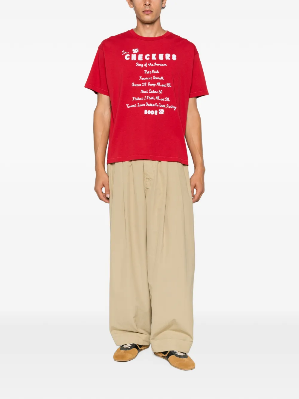 BODE Feed T-shirt met grafische print Rood